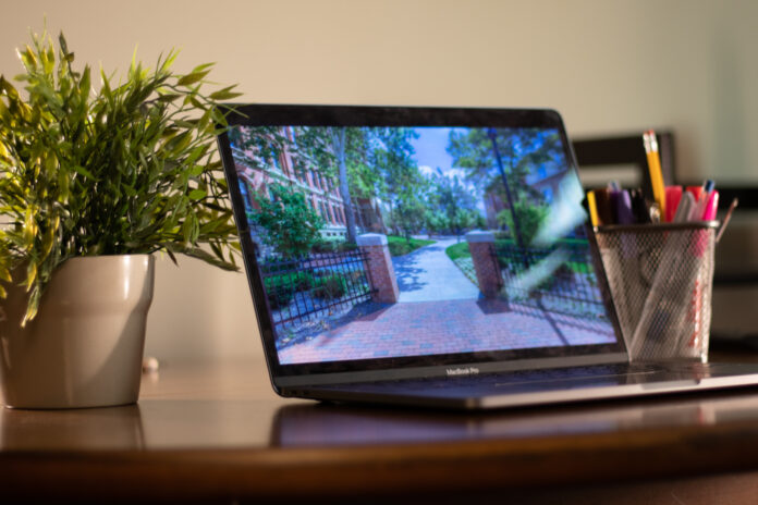 Computer with image of school